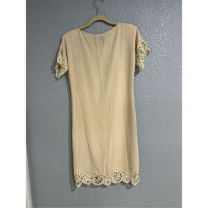 Carol Peretz Women's Vintage 80's Laced Silk Sheath Dress Ivory Size 6